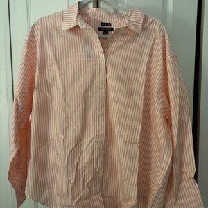 NEW w/ TAGS J.Crew Etienne Oversized Fit Pink/Peach & White Stripe Button Down